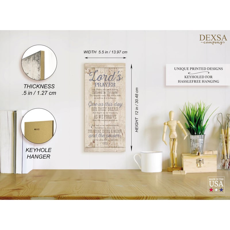 DEXSA Lord's Prayer Wood Plaque - Made in the USA - 5.5x12 - Frame Wall Hanging Decoration | Our Father, who art in heaven, hallowed be Thy name. Thy Kingdom come | Christian Family Home Decor Saying - Image 5